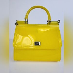 DOLCE & GABBANA PVC Backpack Tote Bag SICILY with Detachable Straps Logo Yellow